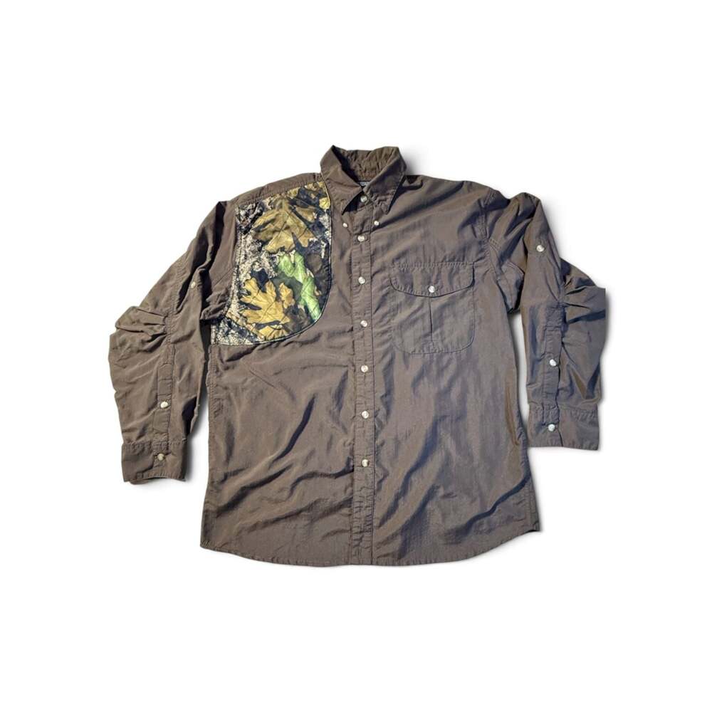 Camo Ridge Men's Long Sleeve Button Down Hunting Shirt with Camo Patch, Size L,